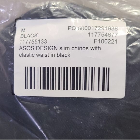 ASOS DESIGN slim chinos with elastic waist in black size M. New in package - Picture 5 of 5